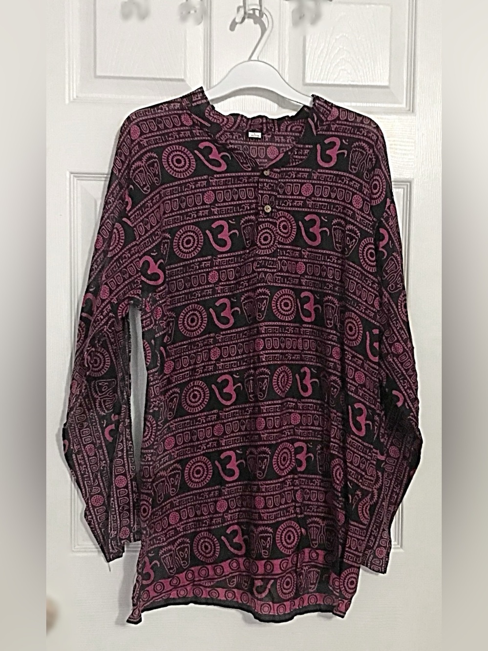 Bohemian Pink & Black Printed Long Sleeve Women’s Top